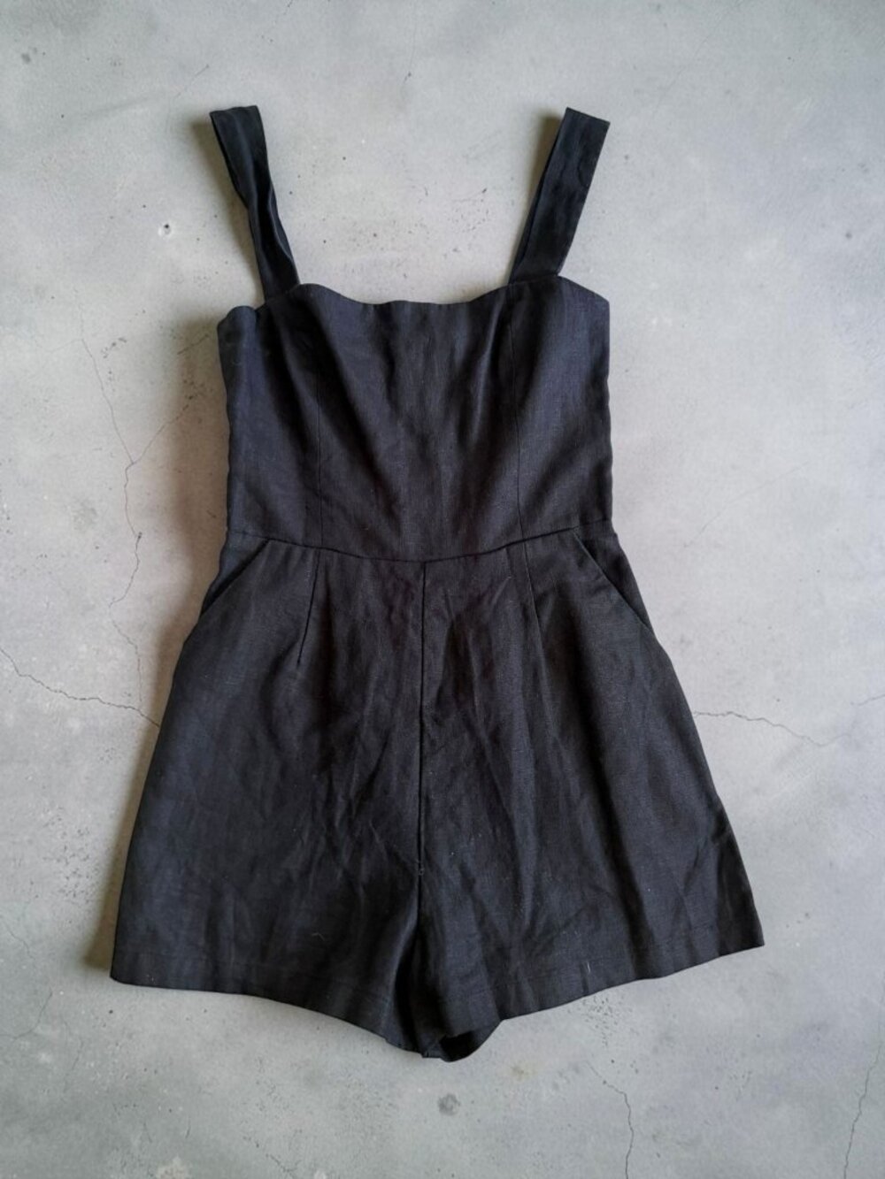 REFORMATION Black 100% Linen Romper Size US 4